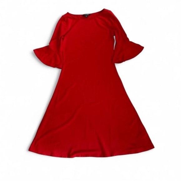 Lauren Ralph Lauren Red Flare Sleeve Dress Size Small - Picture 2 of 4